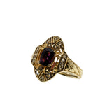 Art Deco Revival - Vintage Signed 'Generations 1912' Gold Plated Sterling Silver Natural Rhodolite Garnet & White Topaz Ring (VR1147)