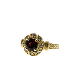 Edwardian Revival - Vintage Signed 'Generations 1921' Gold Plated Sterling Silver Natural Garnet & White Zircon Cluster Ring (VR1148)