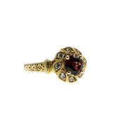 Edwardian Revival - Vintage Signed 'Generations 1921' Gold Plated Sterling Silver Natural Garnet & White Zircon Cluster Ring (VR1148)