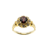 Edwardian Revival - Vintage Signed 'Generations 1921' Gold Plated Sterling Silver Natural Garnet & White Zircon Cluster Ring (VR1148)