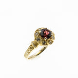 Edwardian Revival - Vintage Signed 'Generations 1921' Gold Plated Sterling Silver Natural Garnet & White Zircon Cluster Ring (VR1148)