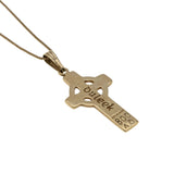 The Duleek Cross - Vintage Irish 9K Gold Celtic Engraved Cross Pendant & Chain (VP313)