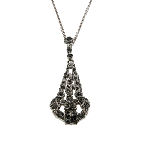 Birks - Art Deco German Sterling Silver Paste Pendant & Chain (ADP025)