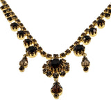 Cognac Jewel - Vintage Gold Plated Austrian Crystal Rhinestone Necklace (VN274)