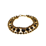 Cognac Jewel - Vintage Gold Plated Austrian Crystal Rhinestone Bracelet (VB162)