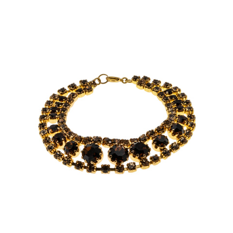 Cognac Jewel - Vintage Gold Plated Austrian Crystal Rhinestone Bracelet (VB162)