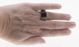 Sleek & Modernistic  - Estate Triton Stainless Steel  Black & Silver Engraved Gents Ring (ER333)