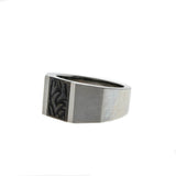 Sleek & Modernistic  - Estate Triton Stainless Steel  Black & Silver Engraved Gents Ring (ER333)