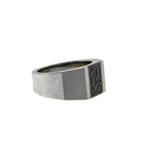 Sleek & Modernistic  - Estate Triton Stainless Steel  Black & Silver Engraved Gents Ring (ER333)