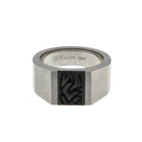 Sleek & Modernistic  - Estate Triton Stainless Steel  Black & Silver Engraved Gents Ring (ER333)