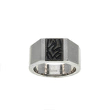 Sleek & Modernistic  - Estate Triton Stainless Steel  Black & Silver Engraved Gents Ring (ER333)