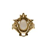 Moonstruck - Victorian French Art Nouveau 14K Gold Natural Ceylon White Moonstone Ring (VICR190)