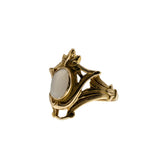 Moonstruck - Victorian French Art Nouveau 14K Gold Natural Ceylon White Moonstone Ring (VICR190)