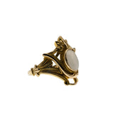 Moonstruck - Victorian French Art Nouveau 14K Gold Natural Ceylon White Moonstone Ring (VICR190)