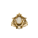 Moonstruck - Victorian French Art Nouveau 14K Gold Natural Ceylon White Moonstone Ring (VICR190)