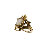 Moonstruck - Victorian French Art Nouveau 14K Gold Natural Ceylon White Moonstone Ring (VICR190)