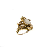 Moonstruck - Victorian French Art Nouveau 14K Gold Natural Ceylon White Moonstone Ring (VICR190)