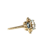 Sea & Sky - Vintage 14K Gold Natural Aquamarine, Blue Topaz & Diamond Engraved Ring (VR1150)