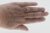 Sea & Sky - Vintage 14K Gold Natural Aquamarine, Blue Topaz & Diamond Engraved Ring (VR1150)
