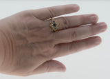 Sea & Sky - Vintage 14K Gold Natural Aquamarine, Blue Topaz & Diamond Engraved Ring (VR1150)