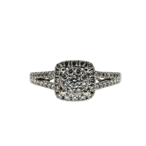 Glittering Isles - Estate 14K White Gold Natural Diamond Engagement Ring (ER453)
