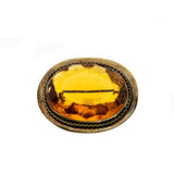 Sunny Days - Victorian Brass Citrine Glass Brooch (VICBR029)