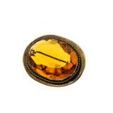 Sunny Days - Victorian Brass Citrine Glass Brooch (VICBR029)