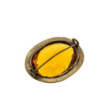 Sunny Days - Victorian Brass Citrine Glass Brooch (VICBR029)