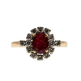 Scarlet Jewel - Vintage 18K Gold Natural Ruby & Diamond Bespoke Ring (VR1152)