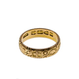 On This Day In 1884 -  Victorian English Rare 18K Gold Engraved Wedding band Ring (VICR167)