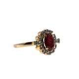 Scarlet Jewel - Vintage 18K Gold Natural Ruby & Diamond Bespoke Ring (VR1152)