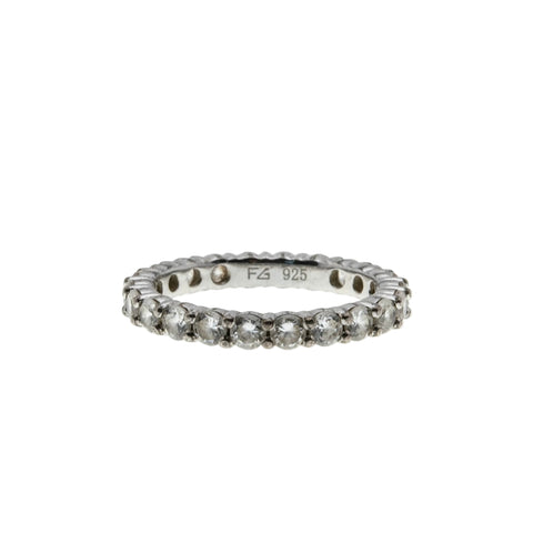Endlessness - Vintage Rhodium Plate Sterling Silver Cubic Zirconia Eternity Band Ring (VR1153)