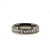 Modernistic Elegance - Estate Titanium Diamond Gents Wedding Band Ring (ER338)