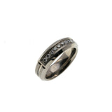 Modernistic Elegance - Estate Titanium Diamond Gents Wedding Band Ring (ER338)