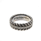 Triton - Estate Sterling Silver Diamond Eternity Braided Gents Wedding Band Ring (ER339)