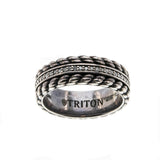 Triton - Estate Sterling Silver Diamond Eternity Braided Gents Wedding Band Ring (ER339)