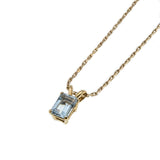 Sea Of Blue - Vintage 14K Gold Natural Aquamarine Pendant & 10K Gold Chain (VP209)