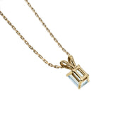 Sea Of Blue - Vintage 14K Gold Natural Aquamarine Pendant & 10K Gold Chain (VP209)