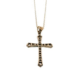 Faith & Devotion - Edwardian Spanish 18K Gold & Silver Rose Cut Diamond Cross Pendant  & 14K GF Chain (EDP038)