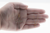 Faith & Devotion - Edwardian Spanish 18K Gold & Silver Rose Cut Diamond Cross Pendant  & 14K GF Chain (EDP038)