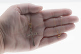 Faith & Devotion - Edwardian Spanish 18K Gold & Silver Rose Cut Diamond Cross Pendant  & 14K GF Chain (EDP038)