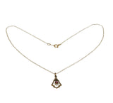 Walk In The Park - Edwardian 8K Gold Ruby Paste Engraved Pendant & 14K Gold Filled Chain (EDP039)