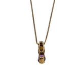Violet Must Have - Vintage 10K Gold Natural Amethyst & diamond Pendant & Chain (VP314)
