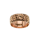 On This Day In 1915 - Edwardian 9K Rose Gold 'Forget Me Not' Engraved Wedding Band Ring (EDR070)