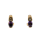 Violet Must Haves - Vintage 10K Gold Natural Amethyst & Diamond Stud Earrings (VE545)