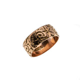 On This Day In 1915 - Edwardian 9K Rose Gold 'Forget Me Not' Engraved Wedding Band Ring (EDR070)