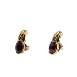 Violet Must Haves - Vintage 10K Gold Natural Amethyst & Diamond Stud Earrings (VE545)