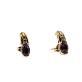 Violet Must Haves - Vintage 10K Gold Natural Amethyst & Diamond Stud Earrings (VE545)