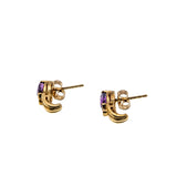 Violet Must Haves - Vintage 10K Gold Natural Amethyst & Diamond Stud Earrings (VE545)