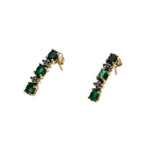 Emerald Isles - Vintage 10K Gold Natural Emerald & Diamond Earrings (VE546)